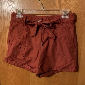 Brick Red Tie-Front Shorts